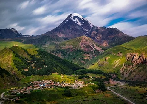 Mountain landscape and valley in Georgia